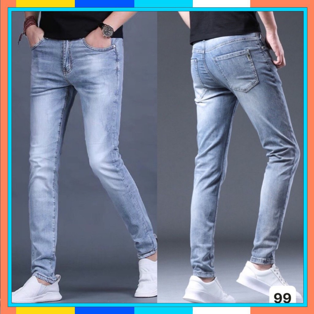 Quần jean nam 100% Chất Bò 💝Freeship💝 Quần Bò Nam Bạc Trơn Cao Cấp  Co Giãn 4 chiều Mua 2 tặng 1 HU44