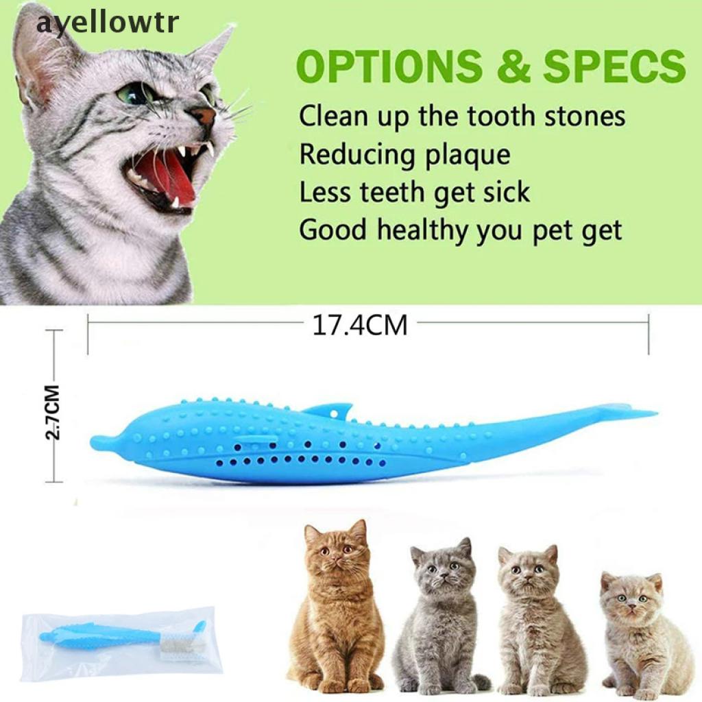 morni Soft Silicone Mint Fish Cat Toy Catnip Pet Toy Clean Teeth Toothbrush Chew Toys .