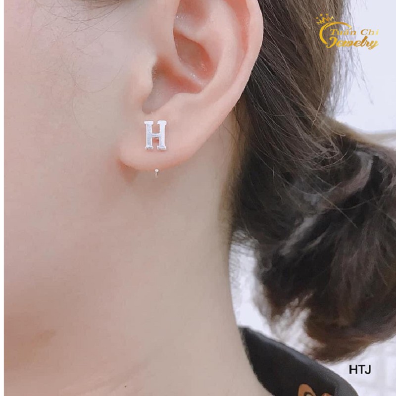 Bông Tai Bạc HÀNG CHUẨN Khuyên Tai Bạc Nữ Cao Cấp Họa Tiết Chữ Cái Ý Nghĩa, Đủ Chữ Theo Tên