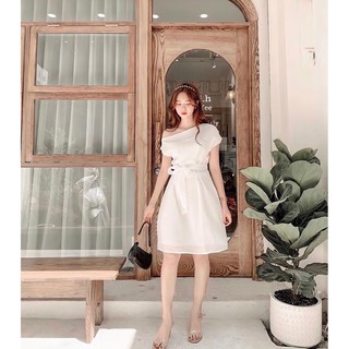 Đầm dự tiệc lệch vai belt eo