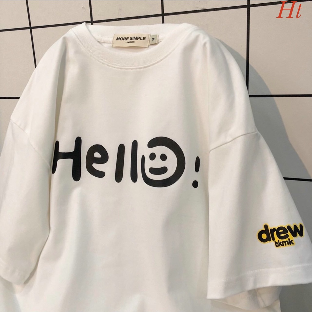 Áo phông HELLO DREW, Form Rộng - Áo Thun Nam, Nữ Unisex ,Cotton