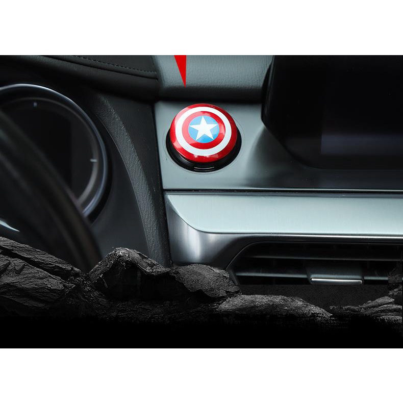 Nắp Bảo Vệ Trang Trí Nút Khởi Động Xe Ô Tô Hình Khiên Marvel