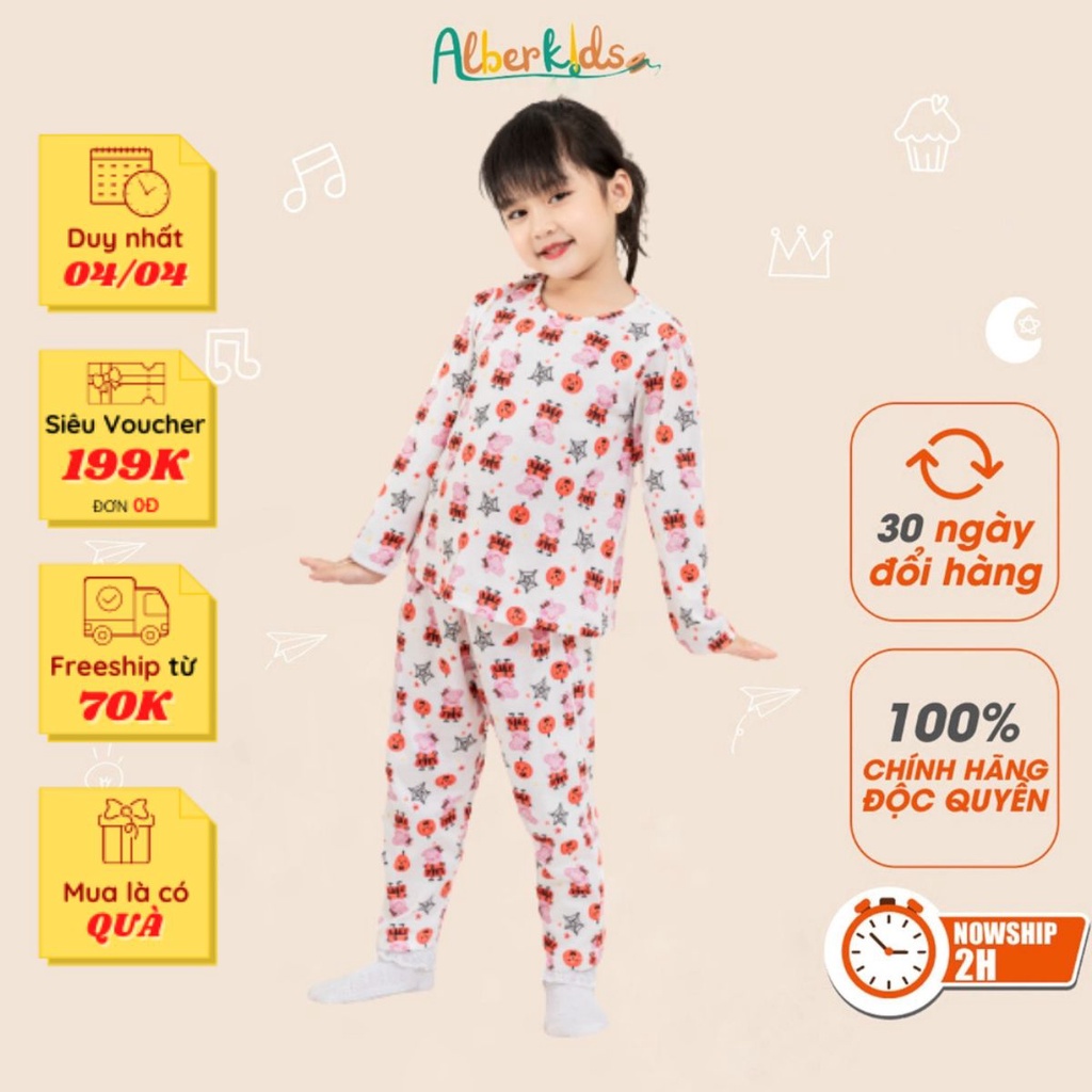 Bộ quần áo thu đông dài tay ALBERKIDS đồ ngủ họa tiết cho bé gái 2,3,4,5,6,7,8,9,10,11,12 tuổi [SA11]