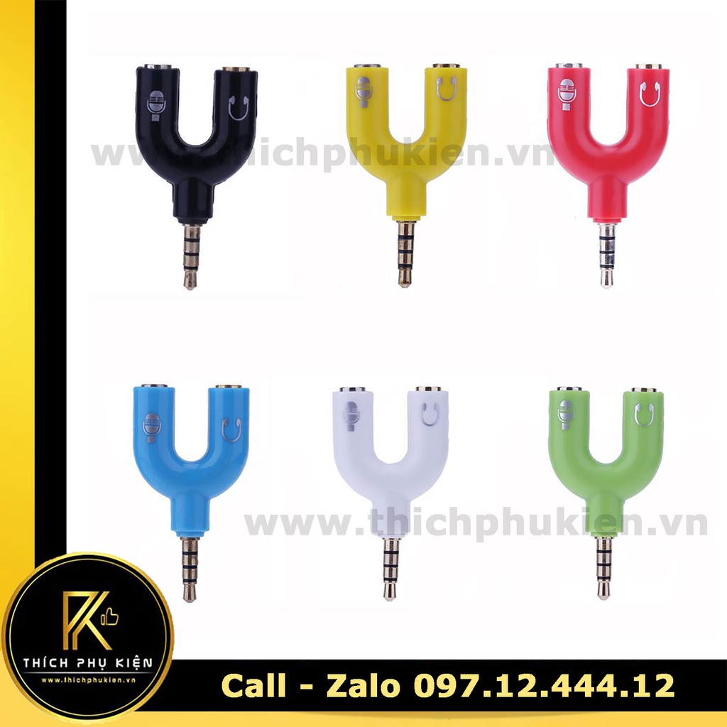 Jack/Đầu Chia Chuyển Đổi Âm Thanh Chữ U Từ 1 Cổng 3.5 Sang 1 Cổng Âm Thanh + 1 Cổng Micro
