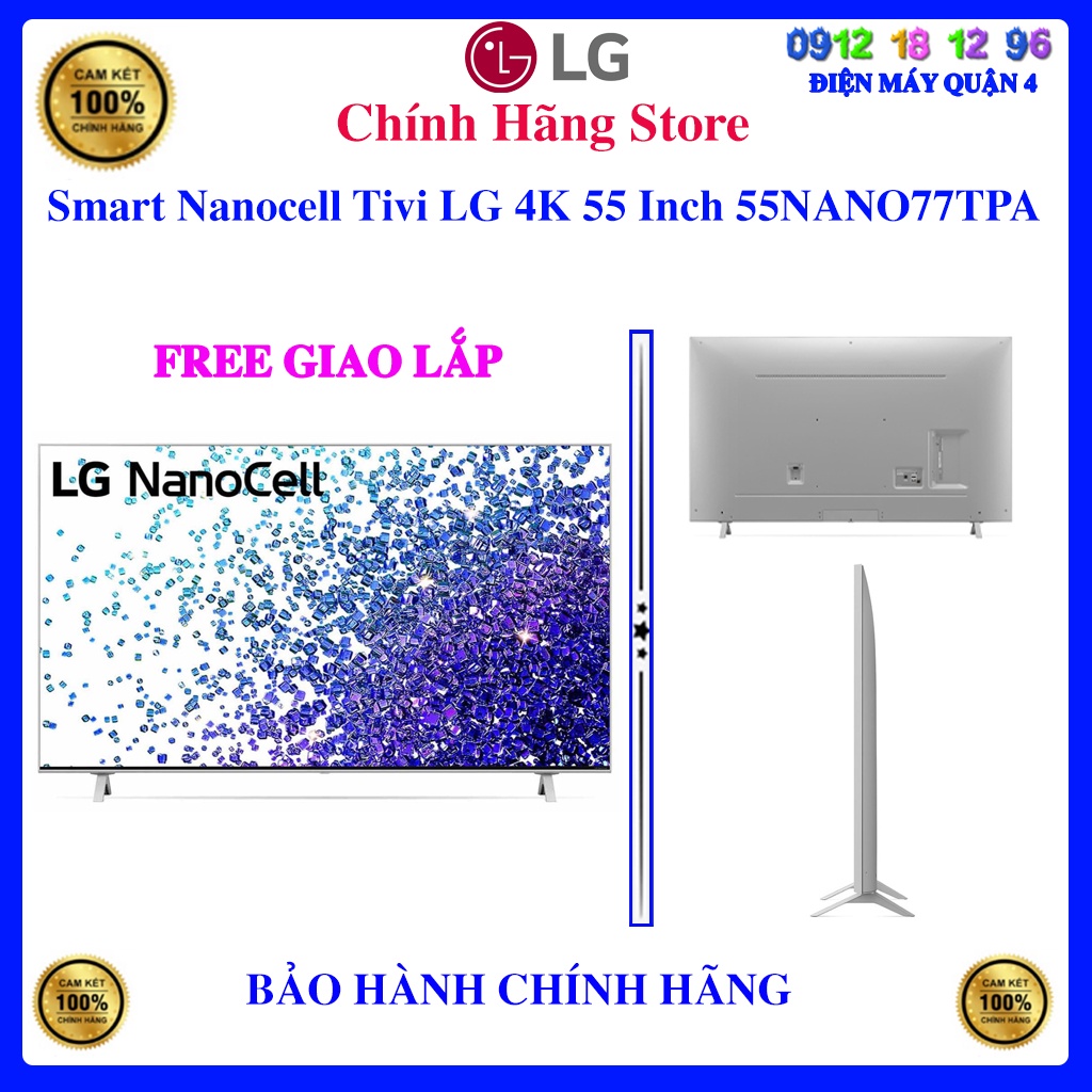 Smart Tivi NanoCell LG 4K 55 inch 55NANO77TPA, Bảo hành chính hãng 24 tháng