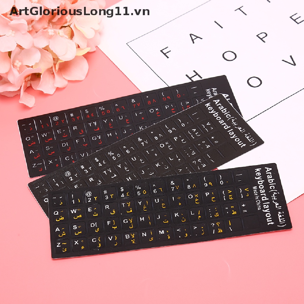 Miếng dán bàn phím Ả Rập chống thấm nước phản quang cao cấp tiện dụng