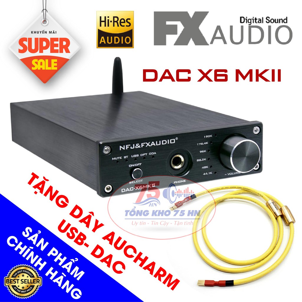 DAC nghe nhạc FX Audio X6 MKII kết hợp Bluetooth 5.0 chính hãng - Tặng dây USB Aucharm