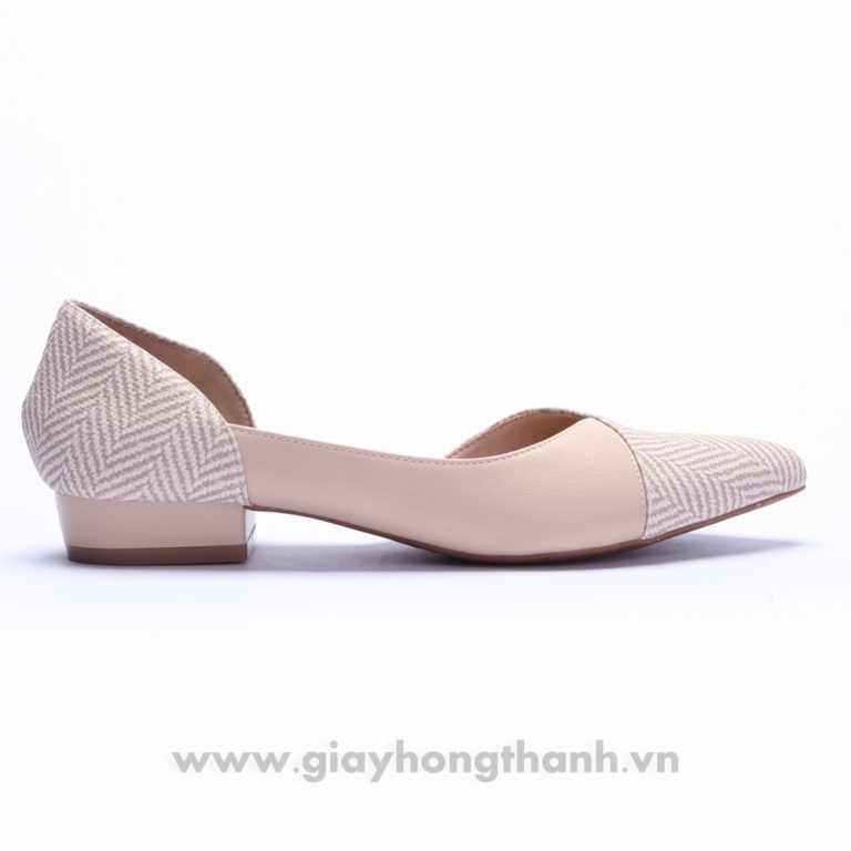 HỒNG THẠNH - Giày Búp Bê Gót Thấp 2 Màu Đen &amp; Kem - 3087