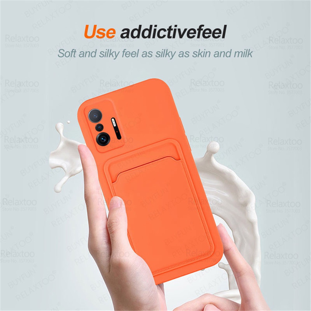 Ốp điện thoại silicon có khe đựng thẻ bảo vệ camera dành cho Xiaomi 11T Pro Xiaomi11T Mi 11 T Xiomi Mi11T 11TPro