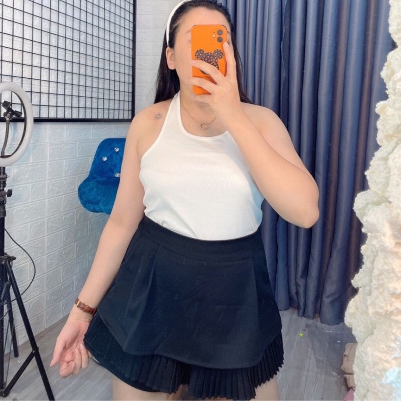 CV2 Chân váy tầng xếp ly cạp cao  có quần trong Bigsize 55-90kg L/XL/XXL