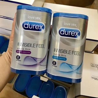 Bao cao su durex invisible feel extra thin - siêu mỏng/bôi trơn - 8 condoms