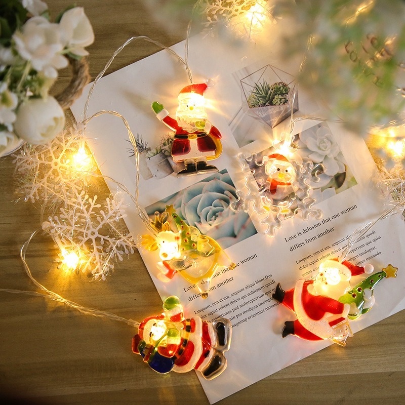 Dây đèn LED 10 bóng dài 2m hình bông tuyết trang trí giáng sinh và năm mới