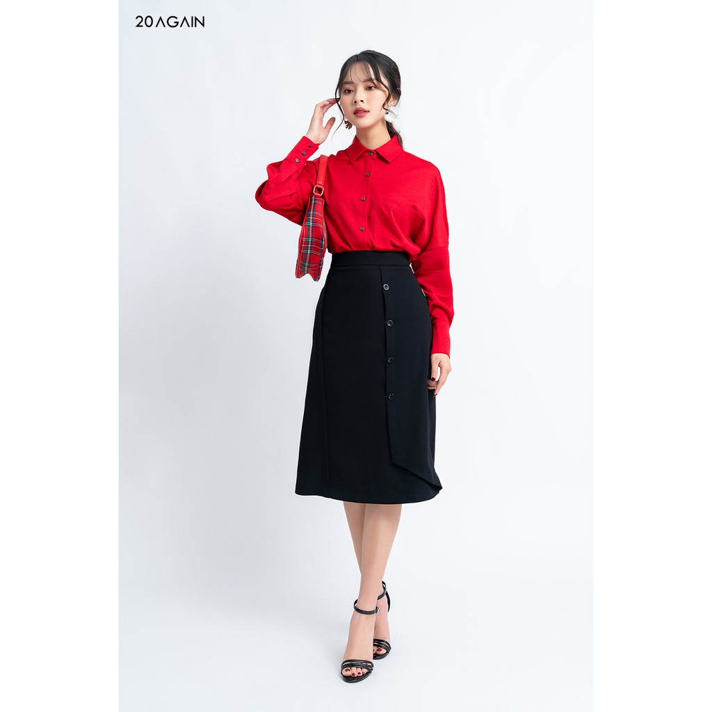 Chân váy midi tà bung đính cúc JDA0993 20 AGAIN | BigBuy360 - bigbuy360.vn