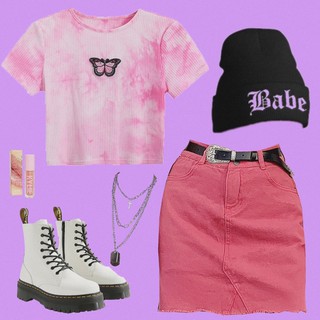 Áo croptop Pink Butterfly Top