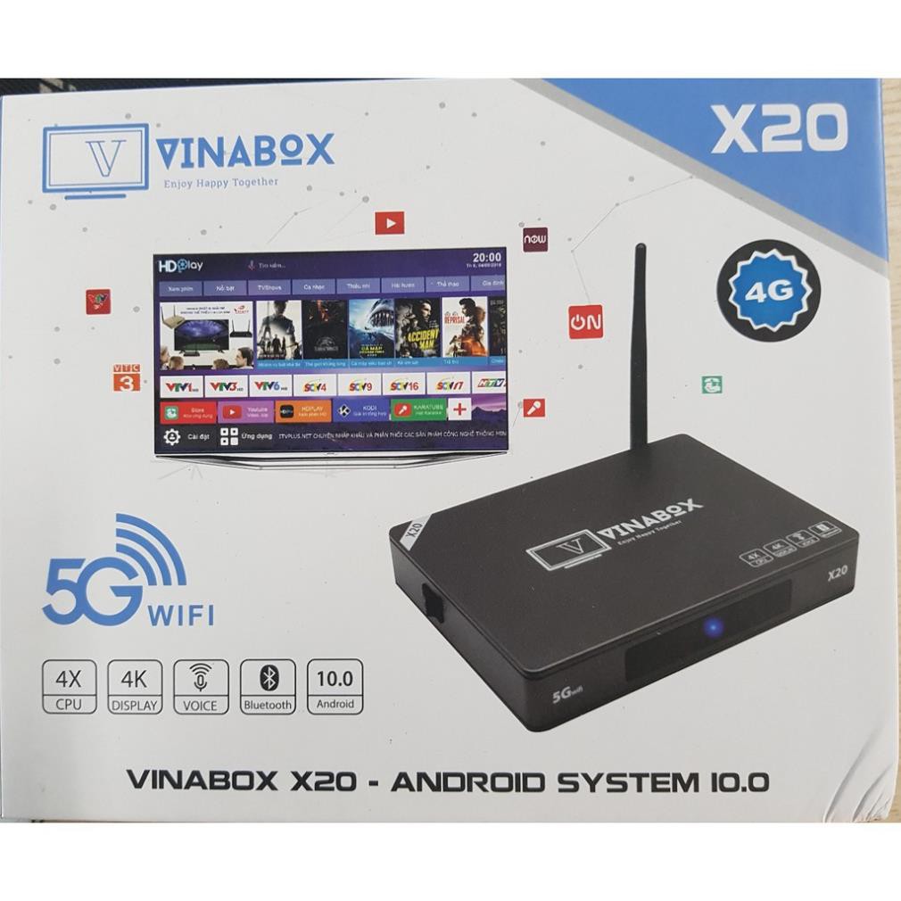 Box smart tivi vinabox X20-2020 bản Ram 4G, Rom 32G- cấu hình mạnh