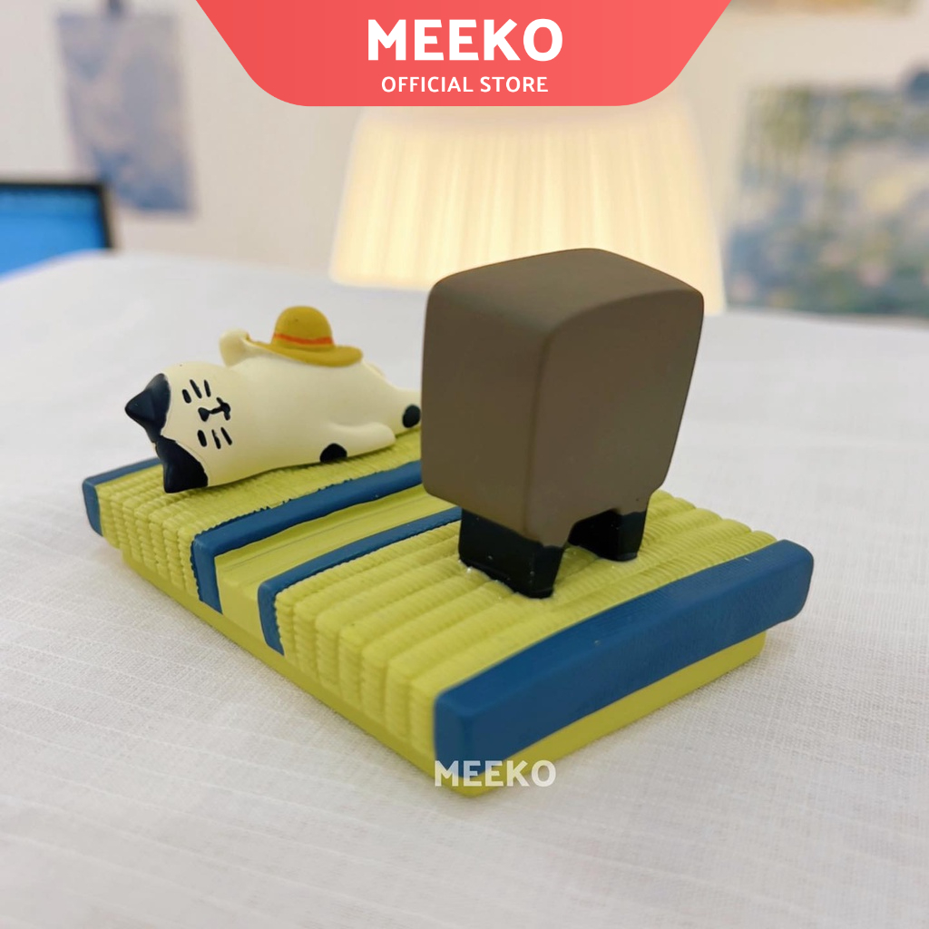 Giá đỡ điện thoại mèo Lazy Cat, Decor bàn làm việc  MEEKO