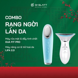 Set máy rửa mặt và máy massage mặt - tẩy trang, sạch sâu, massage mắt, nâng cơ chống nhăn, tăng sinh collagen DR GLATT
