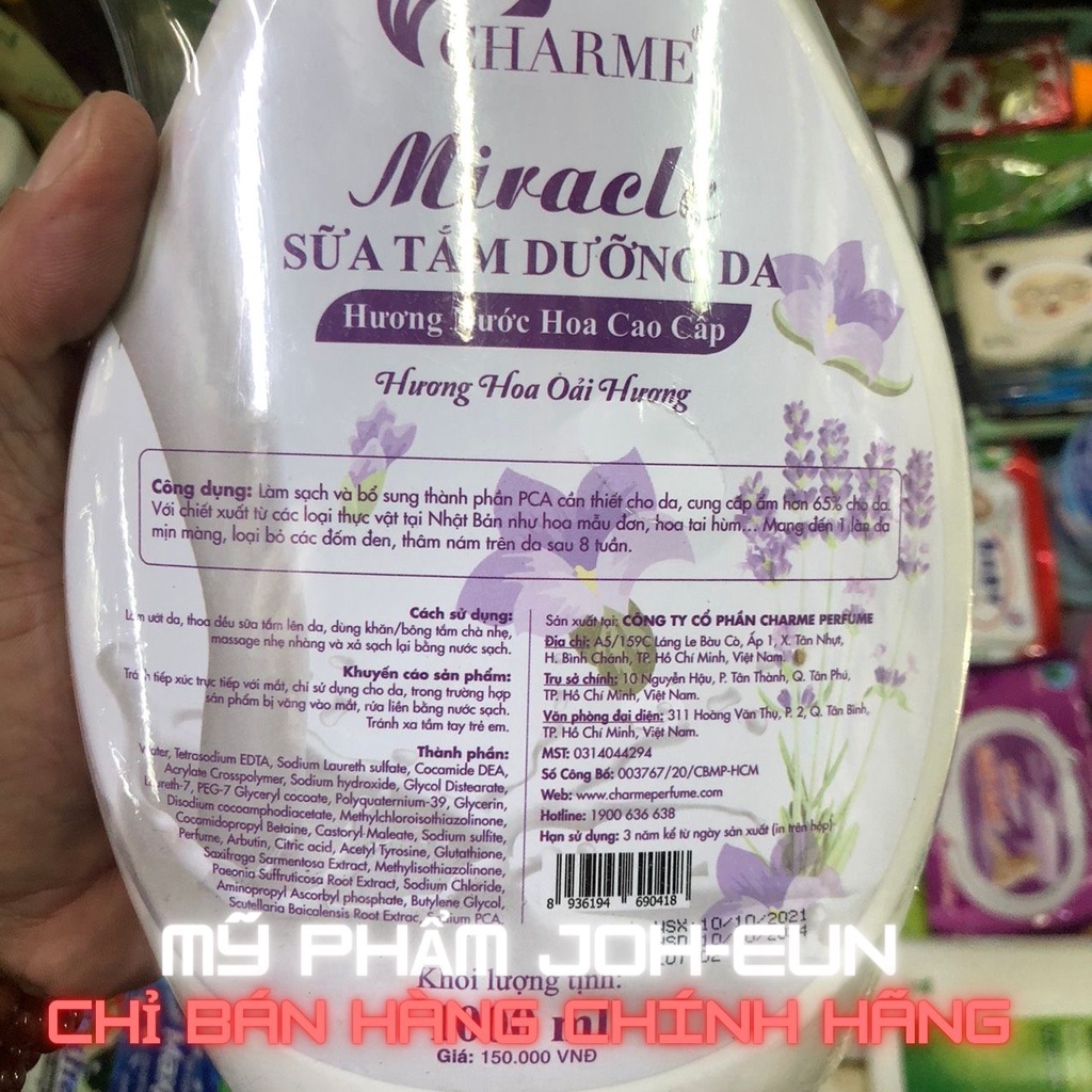 Sữa Tắm Miracle 1000ml Hương Nước Hoa Ngọc Lan Tây &amp; Oải Hương ( tặng kèm chai nước hoa nhỏ)