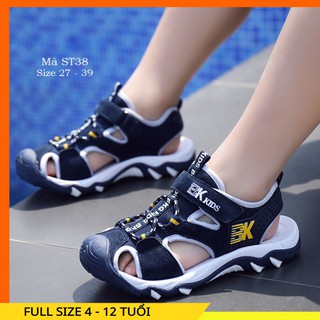 Dép rọ sandal bít mũi bé trai 3 - 12 tuổi đế Eva kháng khuẩn nhanh ráo nước đi học đi biển ST38