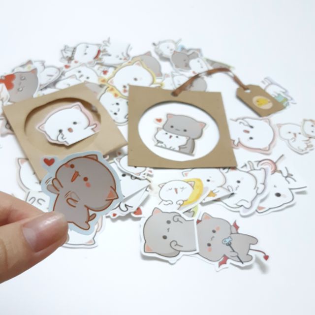 Sticker Mochi peach cat dán trang trí planer, scrapbook,....size nhỏ 3-5cm