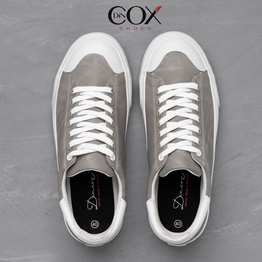 Giày Sneaker Da Nam DINCOX C13 Cách Điệu Sáng Tạo Grey/White