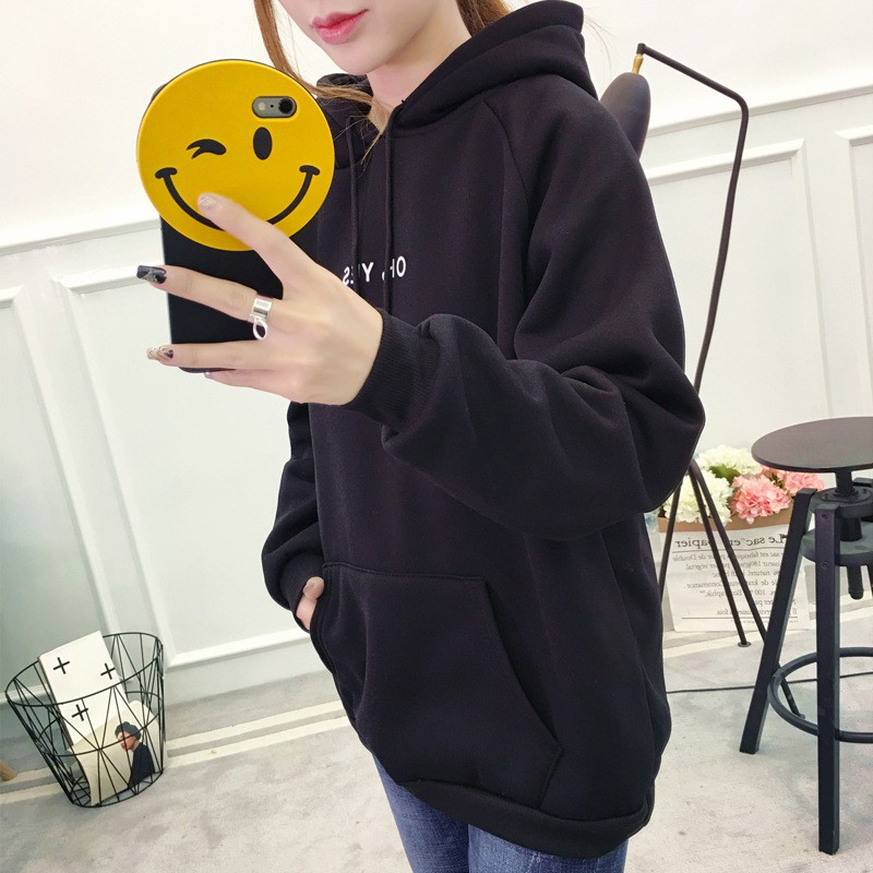 Áo Hoodie Nữ Có Mũ Nỉ Bông Êm Ái In Chữ Oh Yes Trẻ Trung Có Size Cho Cả Nam Và Nữ - MSP T28W