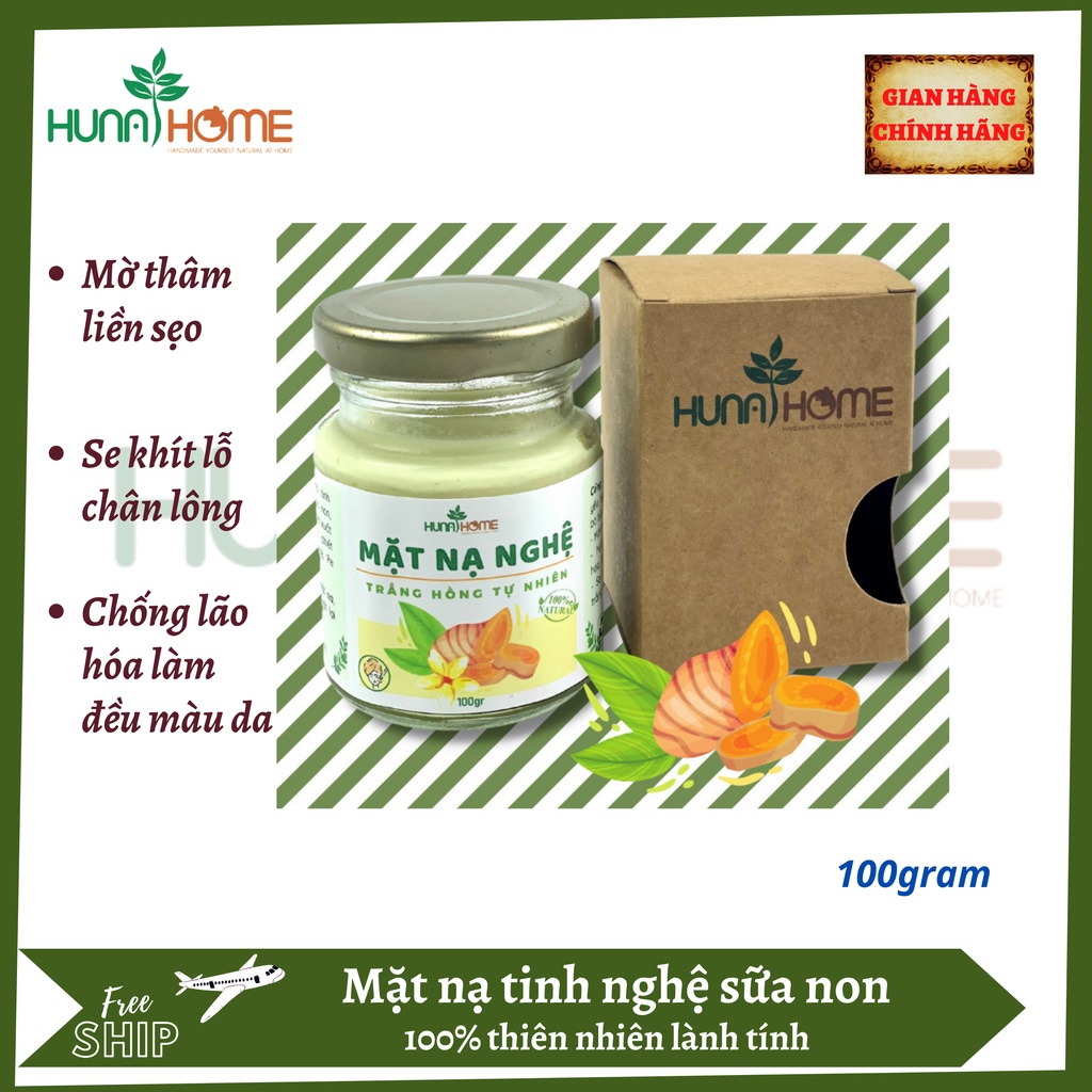 Mặt nạ tinh nghệ mật ong Huna's Home - giúp se khít lỗ chân lông, trẻ hóa làn da