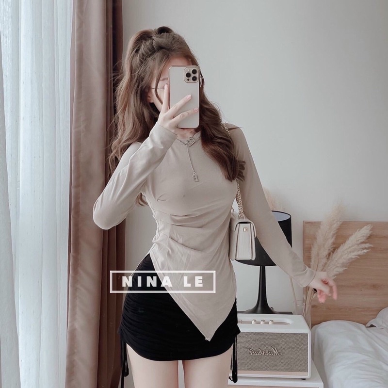 set áo thun vạt chéo mix cvay rút. 3 màu hot hit