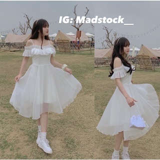 ĐẦM - VÁY TRẮNG 2 DÂY NGỰC BỒNG CÔNG CHÚA DÁNG XOÈ ✨ VÁY 2 DÂY PRINCESS 🤍