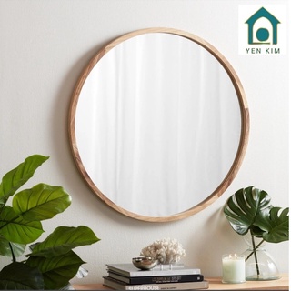 Gương tròn treo tường khung viền gỗ