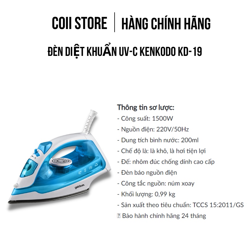 Bàn là, bàn ủi hơi nước Goldsun GIR2303, Hàng chính hãng, Bảo hành 12 tháng