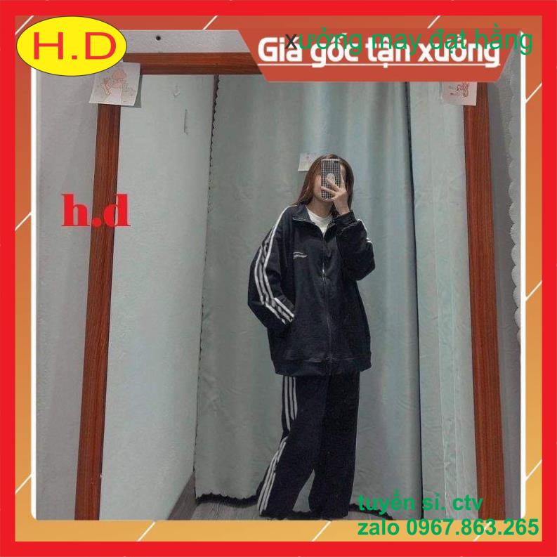 Sét áo 3 rot logo hai sọc + quần 3 sọc