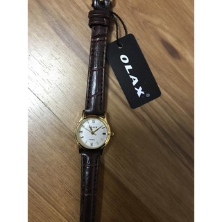 Đồng hồ Olax Nữ dây da vỏ vàng mặt 18mm