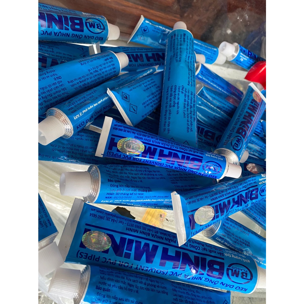 Keo dán ống nhựa pvc Bình Minh loại tốt dạng tuýp 10g, 25g, 50g, 100g