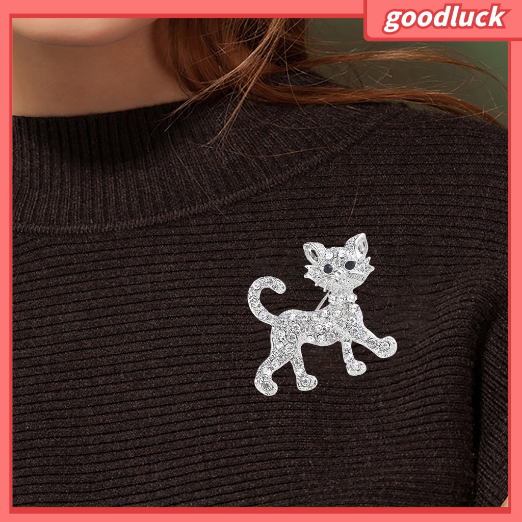 Ghim Cài Áo Hình Chú Mèo Đính Đá Nhân Tạo Thời Trang Cho Nữ