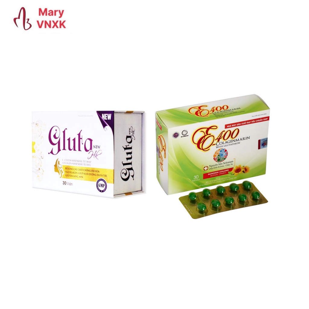 (Chính hãng) Combo làm đẹp chống lão hóa và đẹp da GlutaNew và E400IU