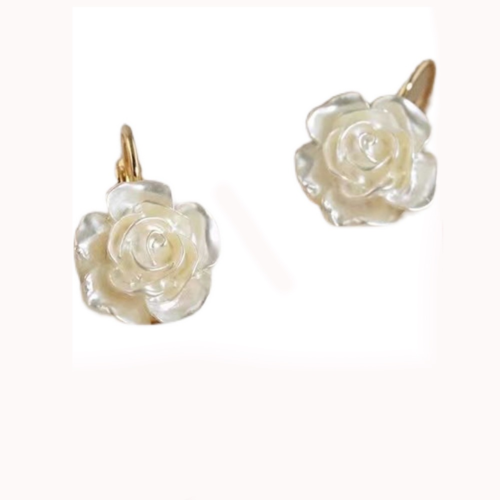 Hoa Tai Dáng Dài Hình Bông Hoa Màu Sắc Trắng Dành Cho Nữ