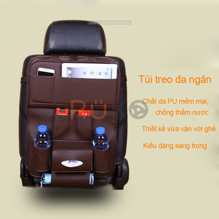 Túi treo đồ bằng da PU cao cấp nhiều ngăn treo sau ghế xe ô tô