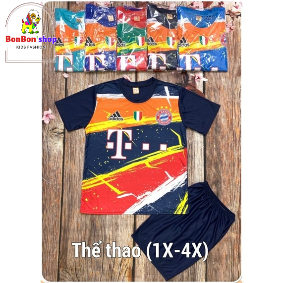 Bộ bé trai thể thao size đại vải thun lạnh 3D co giãn thoải mái TT05