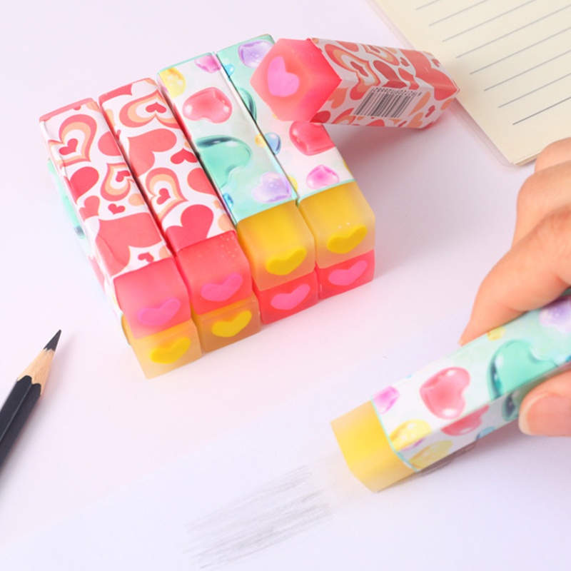 Bộ 4 Cục Tẩy Hình Trái Tim Màu Kẹo Ngọt Dễ Thương Dành Cho Học Sinh Tiểu Học