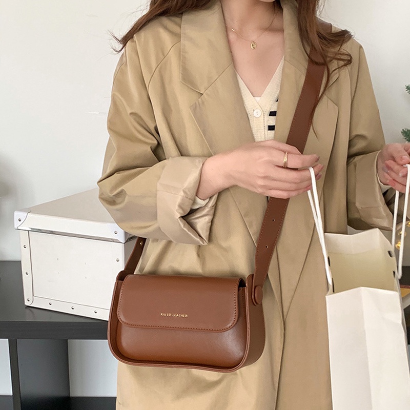 IELGY Túi đeo vai thiết kế dây bản rộng phong cách hàn quốc thời trang