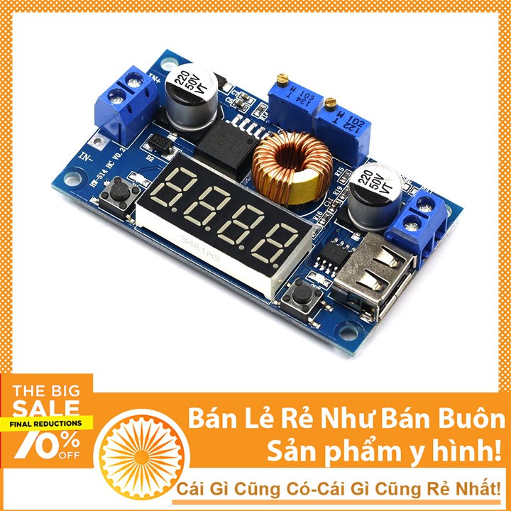 Module Hạ Áp 5A XL4015 Led Hiển Thị Có Hiến Thị Điện Áp Và Đầu Ra Usb