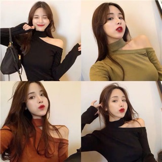 ORDER- Áo len tăm khoét vai nhiều màu dễ phối đồ (clip/ảnh thật)