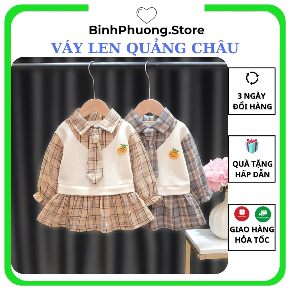 Váy Thu Đông Cho Bé, Váy Len Cho Bé Gái Dài Tay Nhập Khẩu Phong Cách Hàn Quốc 1 2 3 tuổi Binhphuong.Store