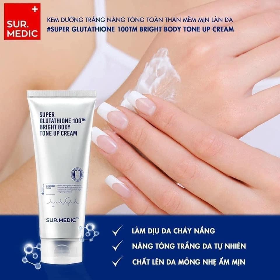 Kem Nâng Tone Da Toàn Thân SURMEDIC Super Glutathione 100TM Bright Body Tone Up Cream 150ml