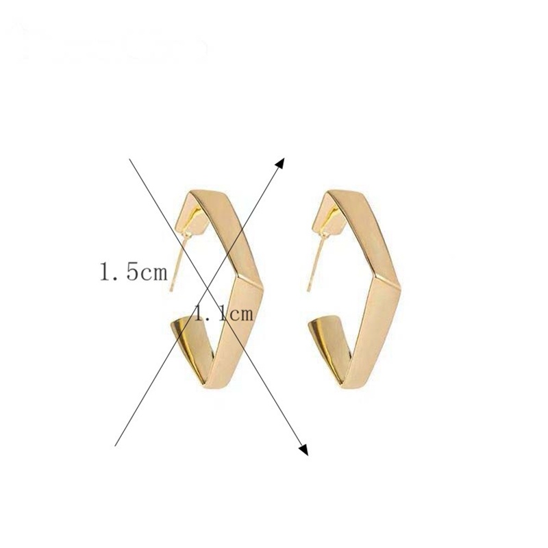 Bông tai kim xỏ mạ bạc dáng vuông thời trang phong cách retro Hàn Quốc
