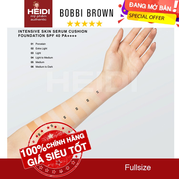Phấn Nền Kiềm Dầu Lâu Trôi Bobbi Brown SPF 50 PA+++ Light Skin Longwear Weightless Foundation Full Cover Cushion Compact | BigBuy360 - bigbuy360.vn