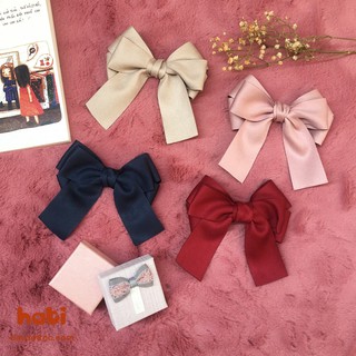 Kẹp/Cột tóc nơ kiểu dáng basic chất liệu da lộn cao cấp - Kẹp tóc Handmade HATI