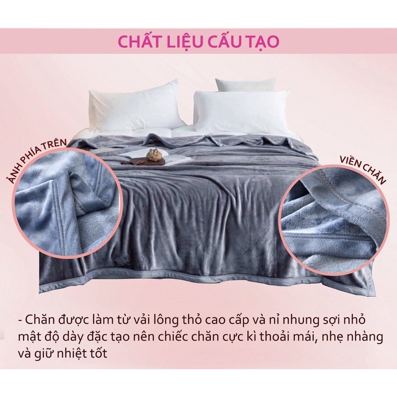 Chăn lông tuyết, lông thỏ BLANKET dùng 4 mùa siêu mềm mịn kích thước 2m x 2m3 cao cấp - Chăn Hè Thu Đông Cao Cấp