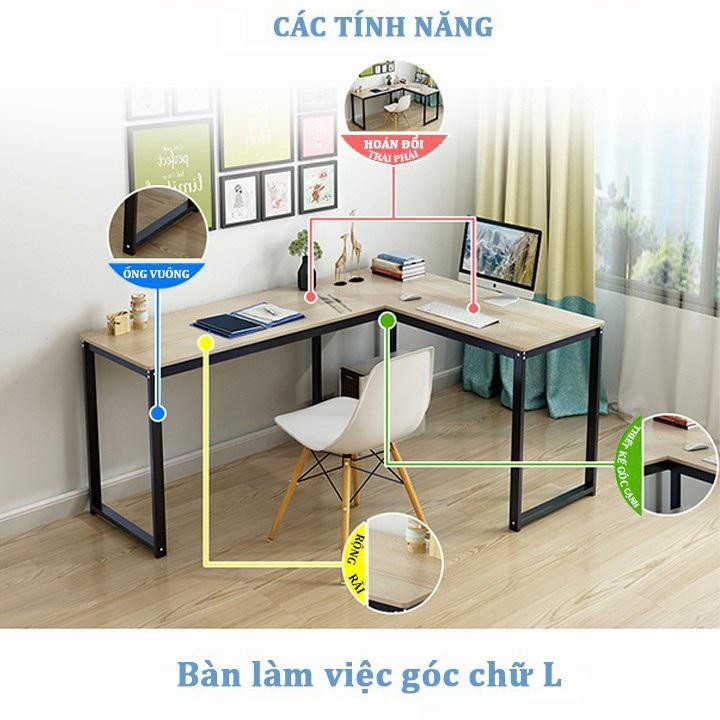 Bàn làm việc - Bàn làm việc chữ L chân thẳng A34, mẫu mới năm 2020